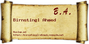 Birnstingl Ahmed névjegykártya
